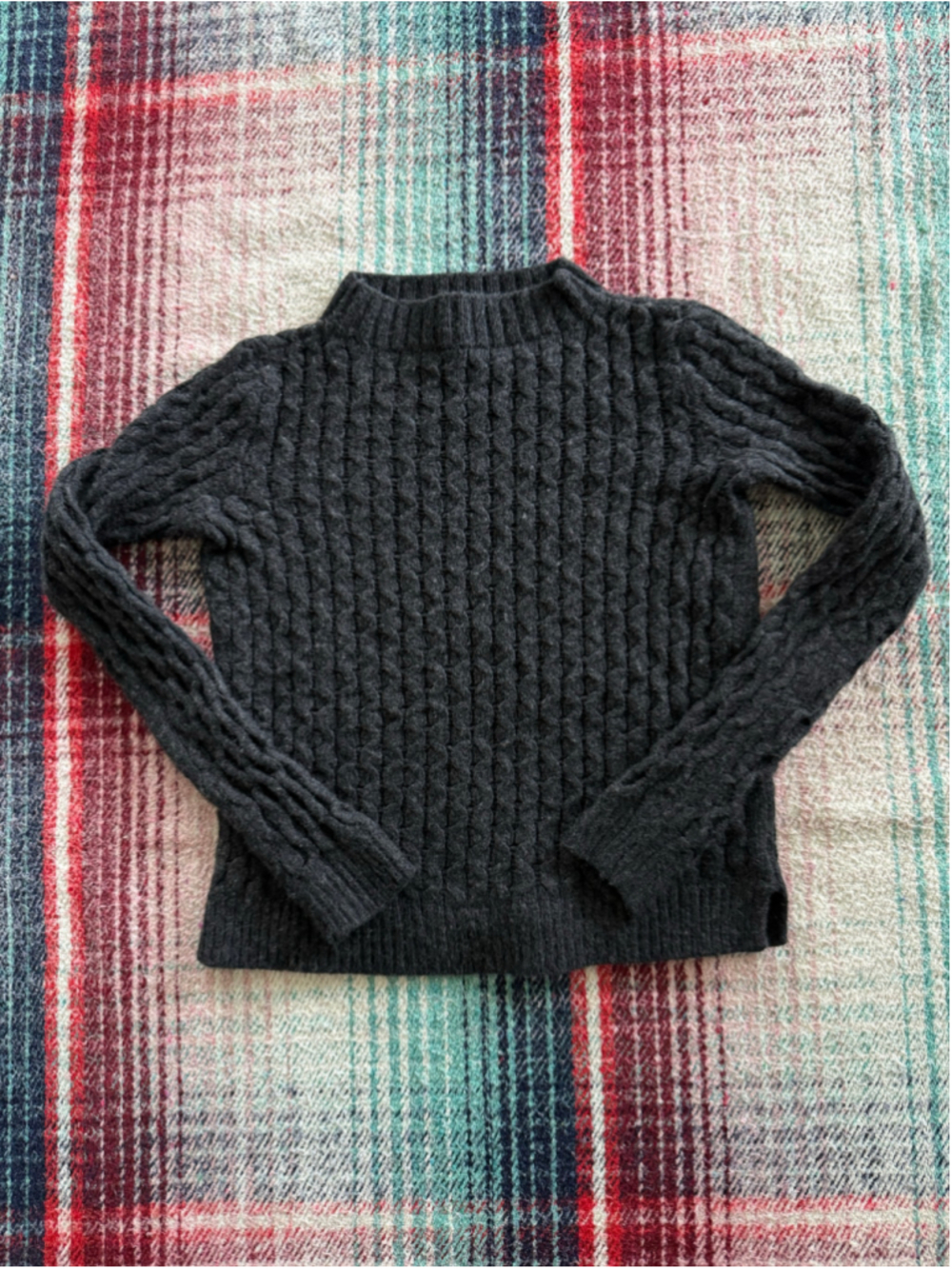 Theory Charcoal Cable Knit Turtleneck Sweater - Picture 2 of 8